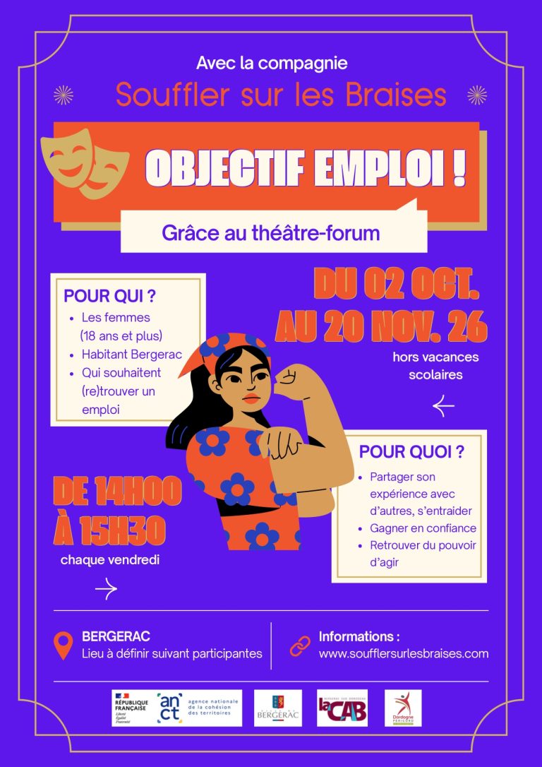 Emploi insertion socio-professionnelle des femmes théâtre-forum Bergerac Politique de la Ville Souffler sur les Braises